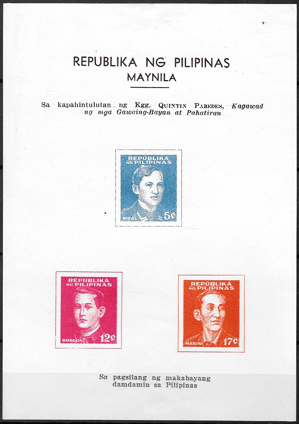 Philippine Semi-Postal Souvenir Sheet from 1944 - National Heroes