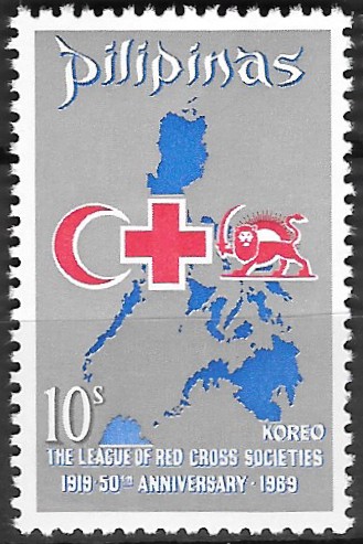 Philippine Commemorative Stamp from 1969 - League of Red Cross Societies, 50th anniv