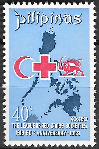 Philippine Commemorative Stamp from 1969 - League of Red Cross Societies, 50th anniv