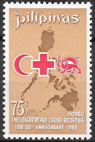 Philippine Commemorative Stamp from 1969 - League of Red Cross Societies, 50th anniv