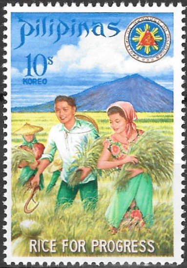 Philippine Commemorative Stamp from 1969 - Rice for Progress