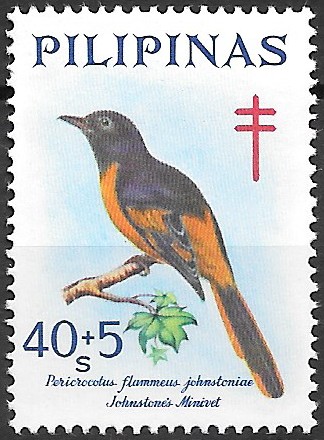 Philippine Postal Tax Stamp from 1969 - Fight against tuberculosis - Native Birds