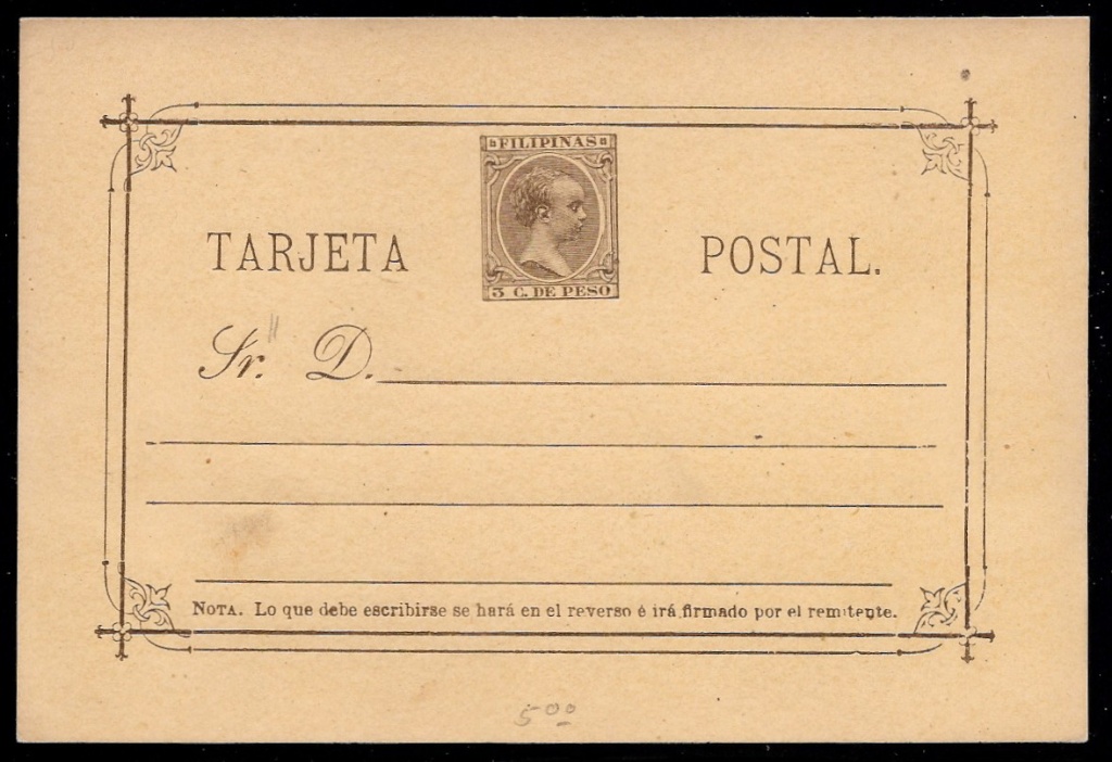 1896 - Alfonso XIII - 3 centavo Philippine Postcard